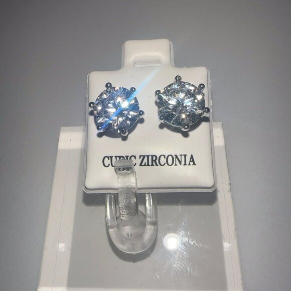 Cubic Zirconia Stud Earrings 2 CT - Picture 3 of 11